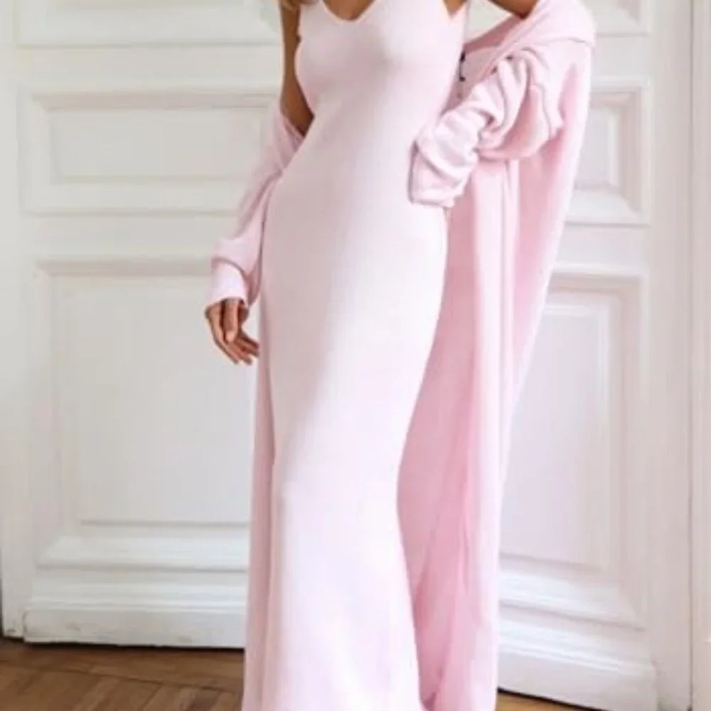 Knit Sweater Set Bodycon Maxi Dress Duster Cardigan Lounge Outfit Elegant